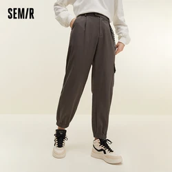 Semir Casual Pants Women Loose Leggings Jogging Pants Women Personalized Spring Skinny Overalls Handsome Salt Trend