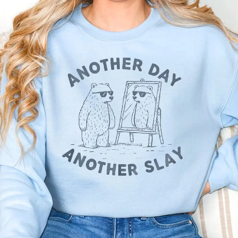 

Unisex Aesthetic Sweatshirt Long Sleeves Casual Hoodies Stylish Pullover Daily Wear Multiple Colors Another Day Another Slay