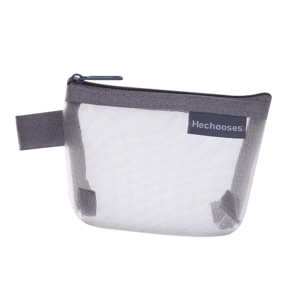 Change Storage Bag Clear Mesh Bag Lipstick Cosmetic Bag Small Item Bag Mini Coin Purse Data Cable Storage Bag Solid Color