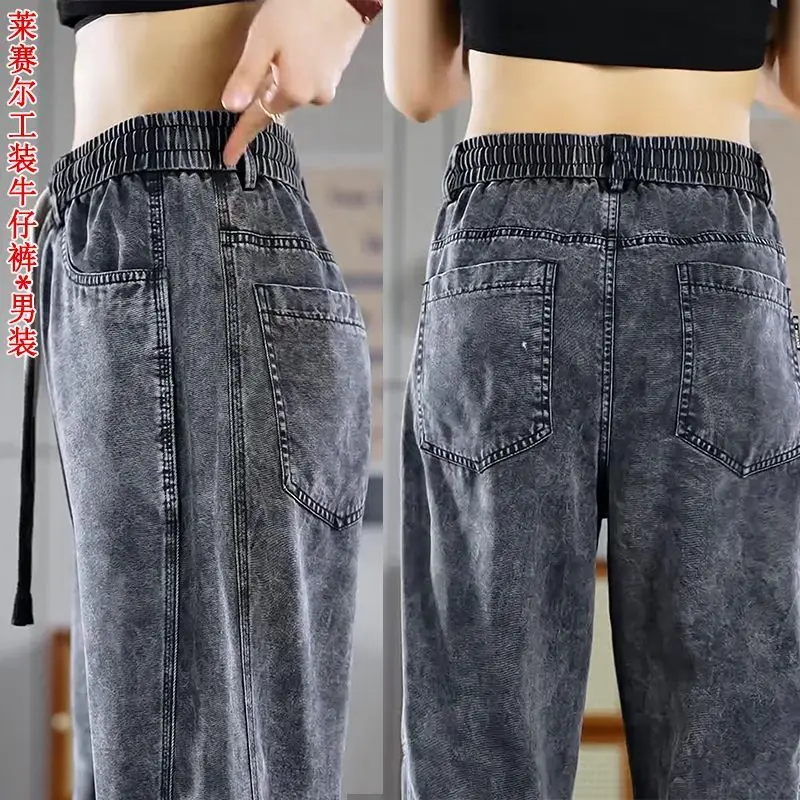 กางเกงยีนส์ทรงตรงขาบานสไตล์อเมริกันสำหรับผู้ชาย ผ้าบางใส่สบาย เหมาะกับฤดูร้อน แบรนด์ดัง ดีไซน์ทันสมัย ใส่ได้หลายโอกาส