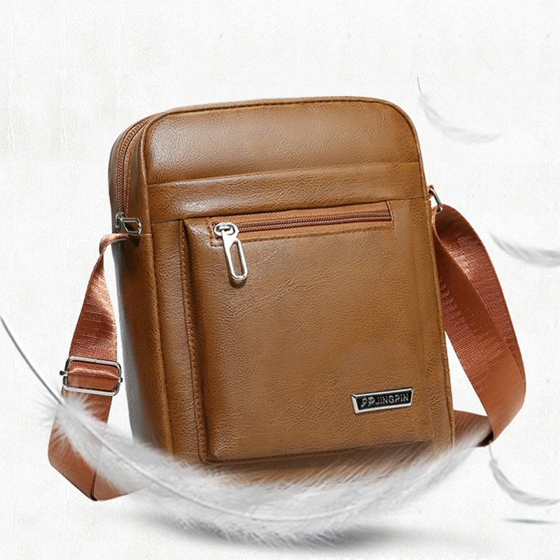 

Luxury Vintage Men Messenger Bag Fashion PU Leather Shoulder Bag Business Crossbody Bag Large Capacity Male Casual Handbag