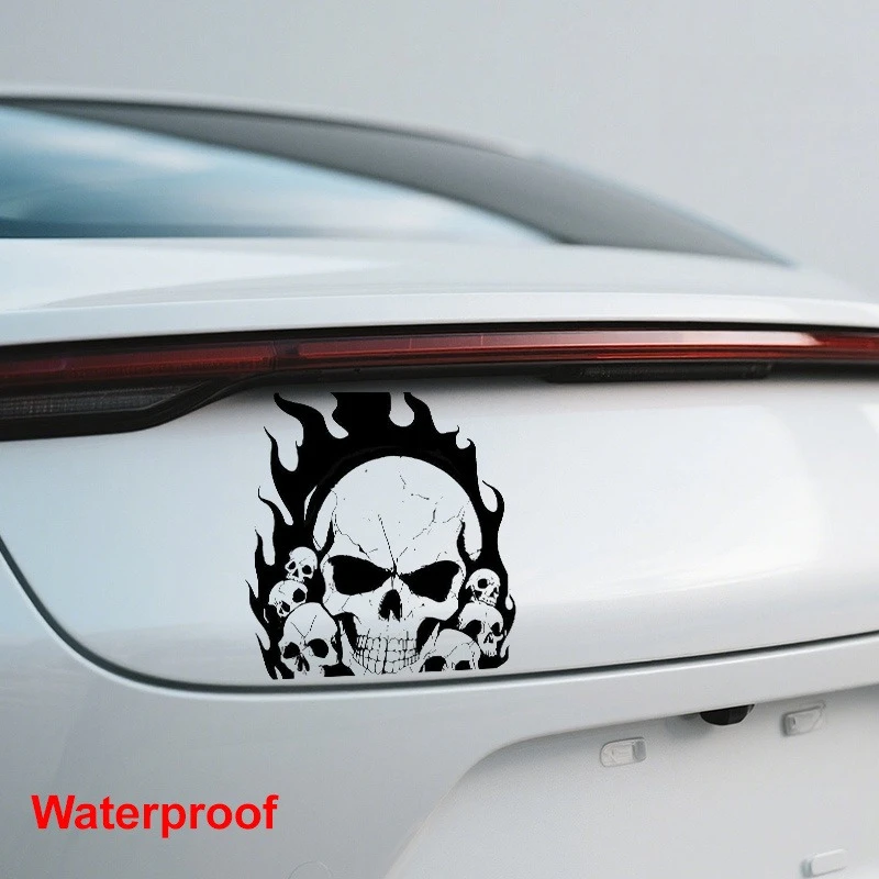 1PC Skull & Flame Dark Punk Decor Selbstklebend (15cm) für Auto Laptop Motorrad Erstellen Sie die Anpassung