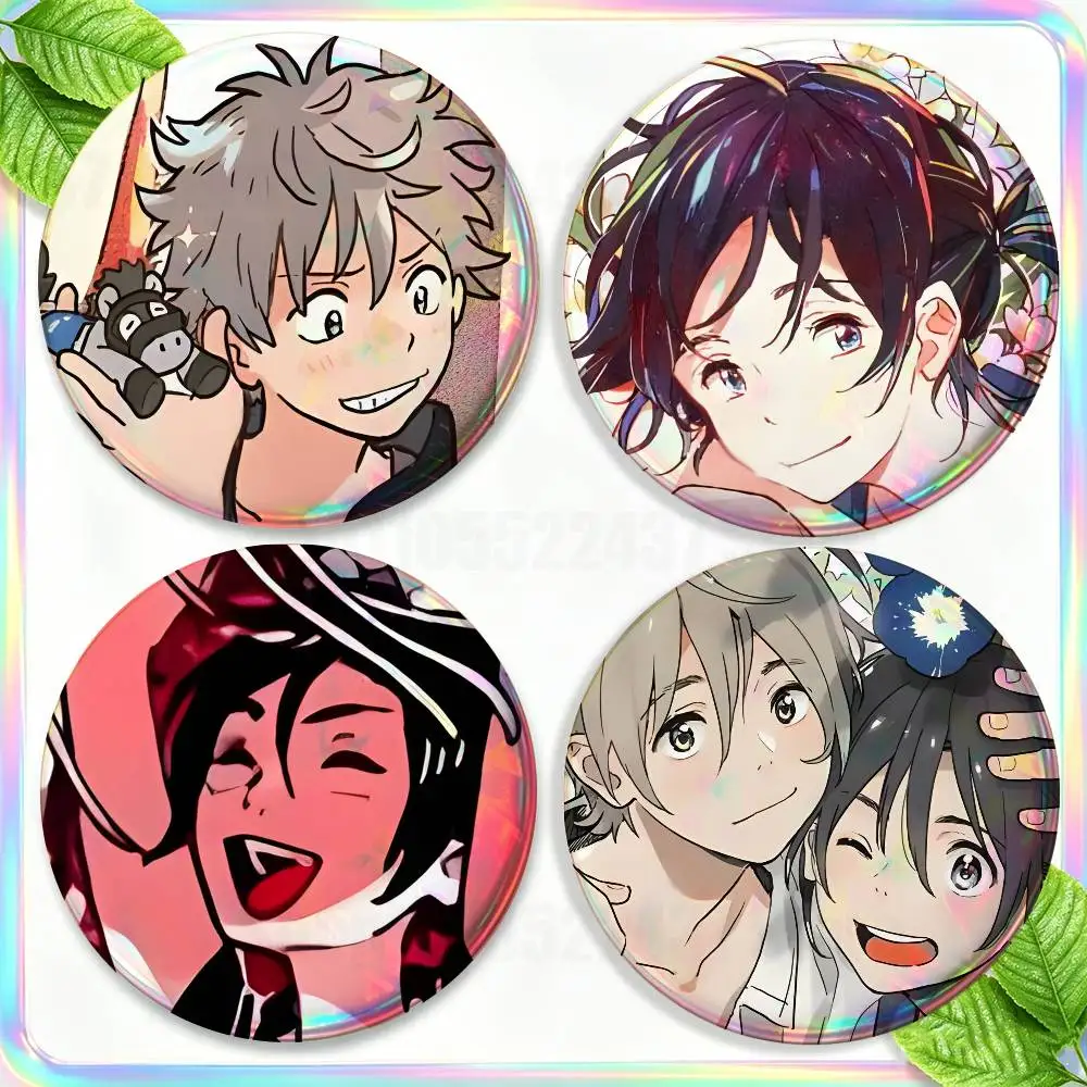 

Anime U-Umibe no E-Etranger Brooches for Backpack Accessories 25,32,44,58,75mm Round Enamel Pins 2-piece set Cartoon Anime Badge