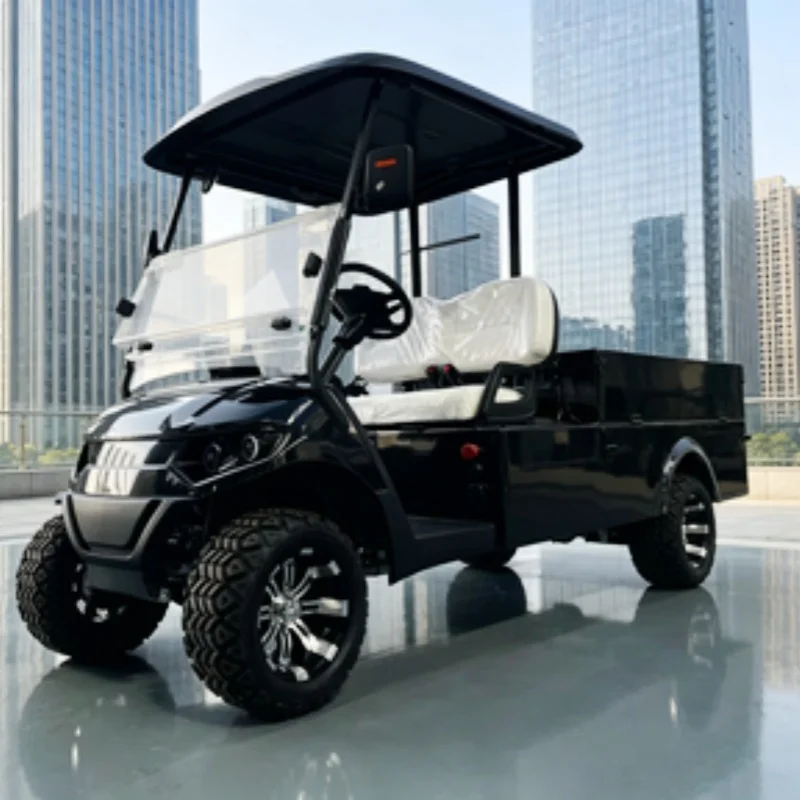 Electric Golf Cart With 5KW Suitable For Off-Road/All-Terrain Cargo Cart With Off-Road Tires Rear Cargo Box Upholstered Seat