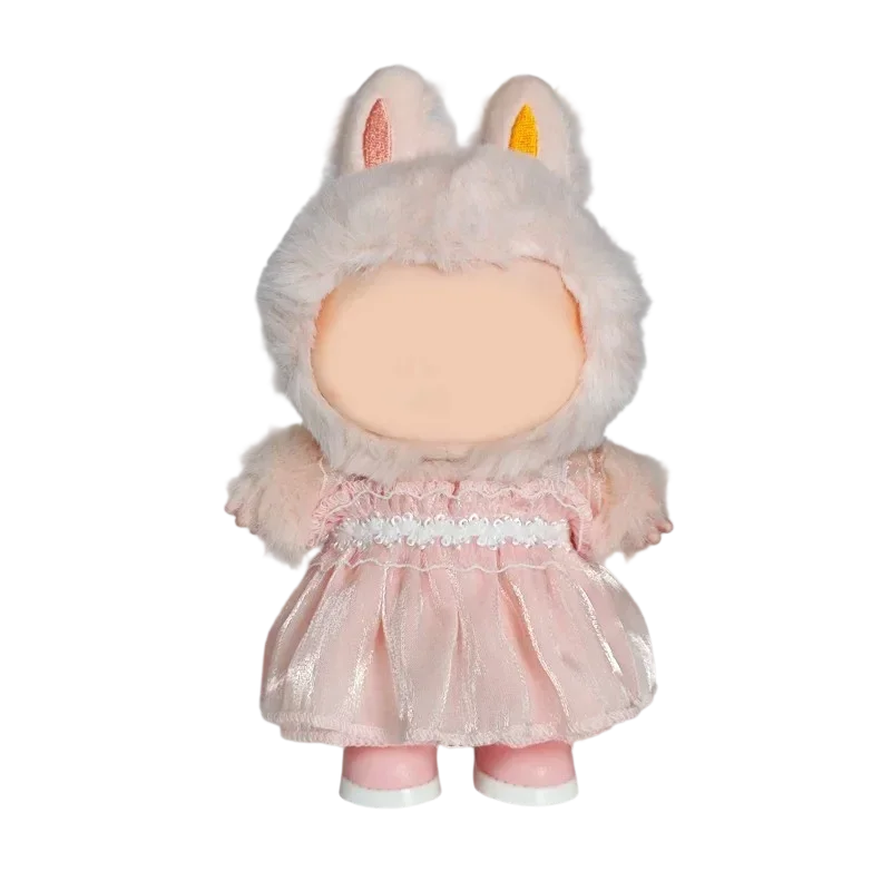 Para muñeca Labubu V1 V2 Ropa de 17 cm: mono y sombrero de suéter a rayas |   Adorable traje de tela Labubu