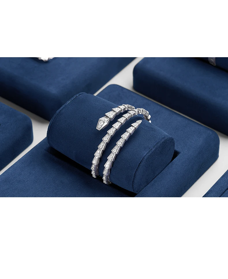 Oirlv Blaues Samt-Schmuckdisplay-Set Ring Ohrring Halskette Armreif Halter Vitrine Organizer Ständer für Ladentheke – Detail 9