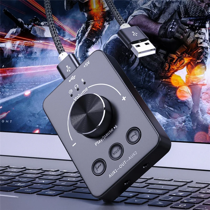 Контроллер звука USB Компьютерная ручка регулировки громкости Bluetooth-совместимая - Ручка регулировки внешнего регулятора громкости-AT64