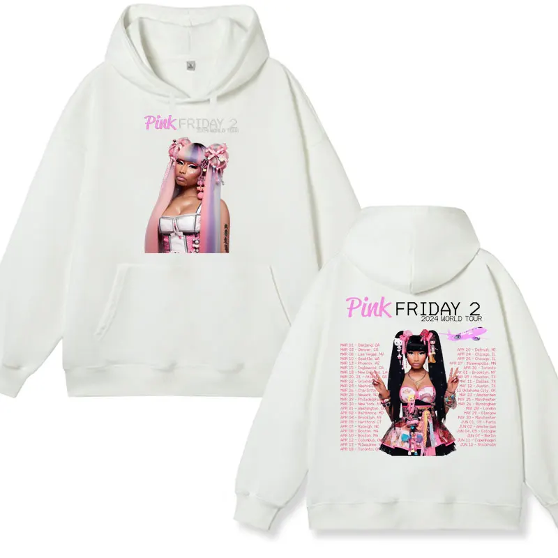 Rapper Nicki Minaj Pink Friday 2 2024 World Tour Print Hoodie Male Hip Hop Fashion Oversized Sweatshirts Unisex Winter Pullover