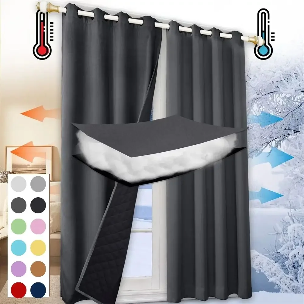 Winter Cotton Curtains Customized Thermal Insulation Cold-proof Soundproof and Windproof Curtains Household Thickened Curtains