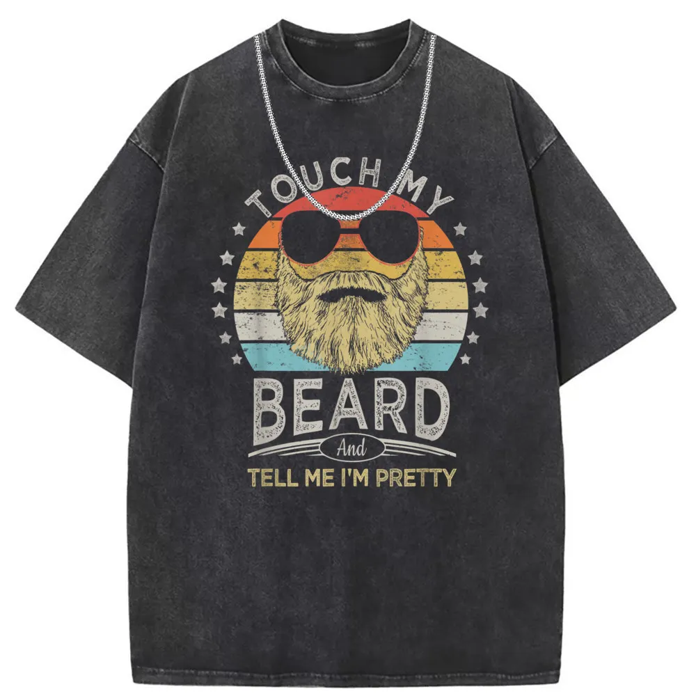 Touch My Beard And Tell Me Im Pretty Mens Cool Retro Vintage Tshirts 2023 New Design Long Sleeve Man Retro Sweatshirts