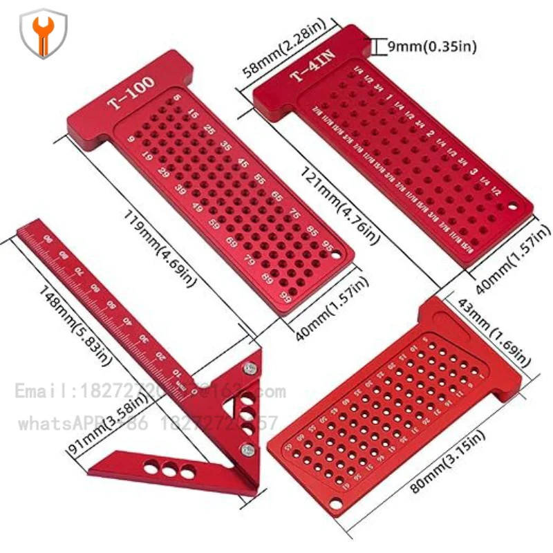 Imperial T-4IN hole ruler + arrow ruler + black scribing pen 45/90 degree high-precision decoration