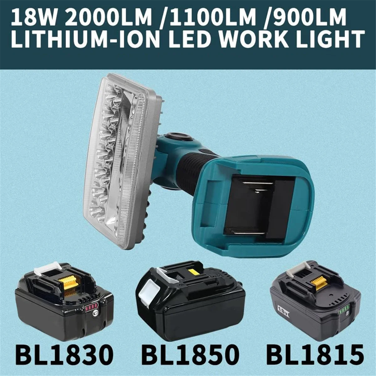 Luz de trabajo LED de 2000LM para batería Makita de 18V, reflector