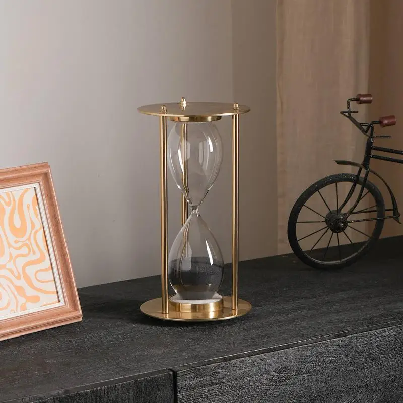 

Decorative Aluminum Frame Hourglass Sand Timer - 6.25" x 6.25" x 11" Elegant Home Decor Timepiece for Office or Living Room