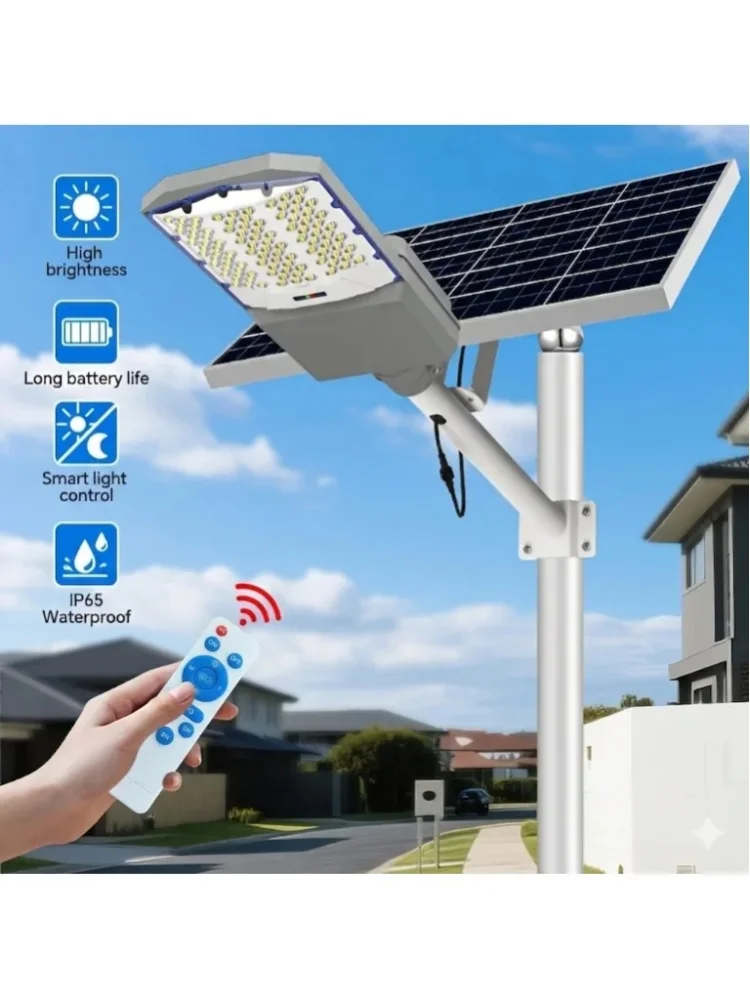 Zewnętrzne lampy solarne uliczne 20000mAh Super Jasne LED Lampy Bezpieczeństwa Drogowego z Pilotem Aluminiowe IP65 Wodoodporne do Ogrodu, na Podwórko, Parking, Komercyjne, z Czujnikiem Zmierzchu i — Zdjęcie 2 z 2