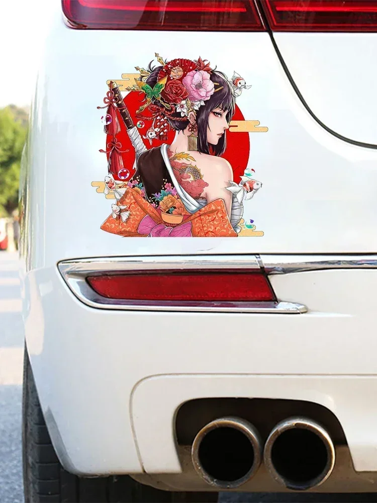 

Interesting for Japanese Female Samurai Car Stickers Funny Motorcycle Campervan Decal RV Accessoires Vinyl Car Wrap
