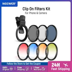 NEEWER ND32 ND Filter Kit for Phone & Camera, CPL,4 Graduated Color Filter, 52-55mm Adapter Ring, Phone Lens Clip For iPhone