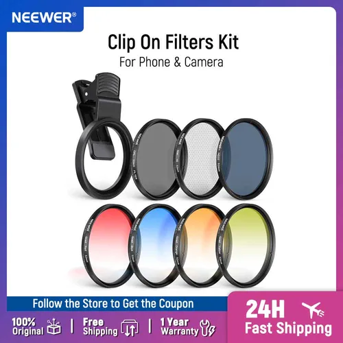 NEEWER-Kit de filtro ND32 ND para teléfono y cámara, CPL, 4 filtros de color graduados, anillo adaptador de 52-55mm, Clip de lente de teléfono para iPhone
