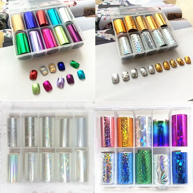 1 Box Mirror Effect Metal Nail Foils for Matt Transfer Paper Pearl Lustre Stickers Neon Wraps DIY Shimmer Nail Art Decorations