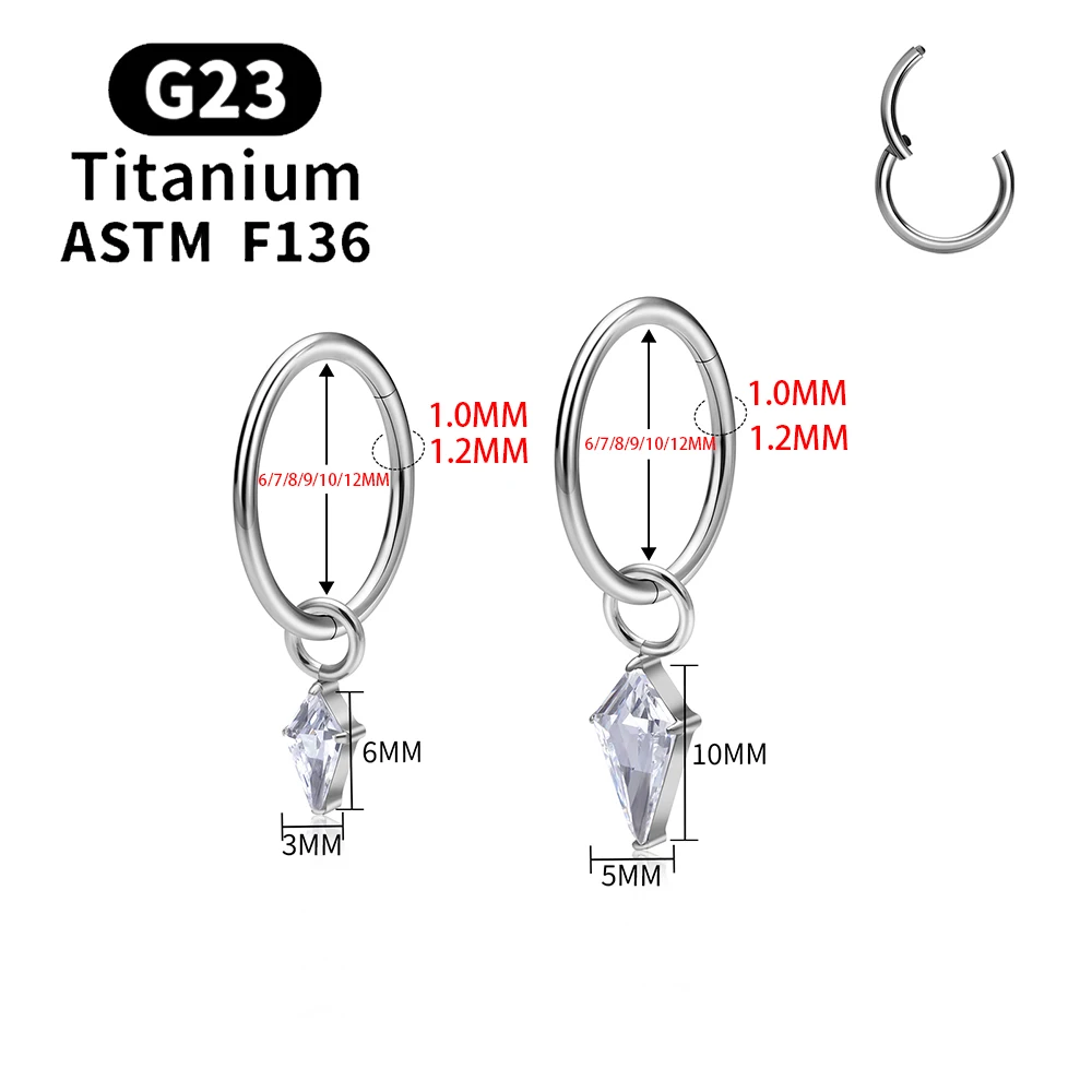 ASTM F136 Titan Birnenherz Kite CZ Drape Rook Ohrring 16G Clicker Hoop Knorpel Tragus Conch Lobe Helix Piercing Schmuck – Detail 3