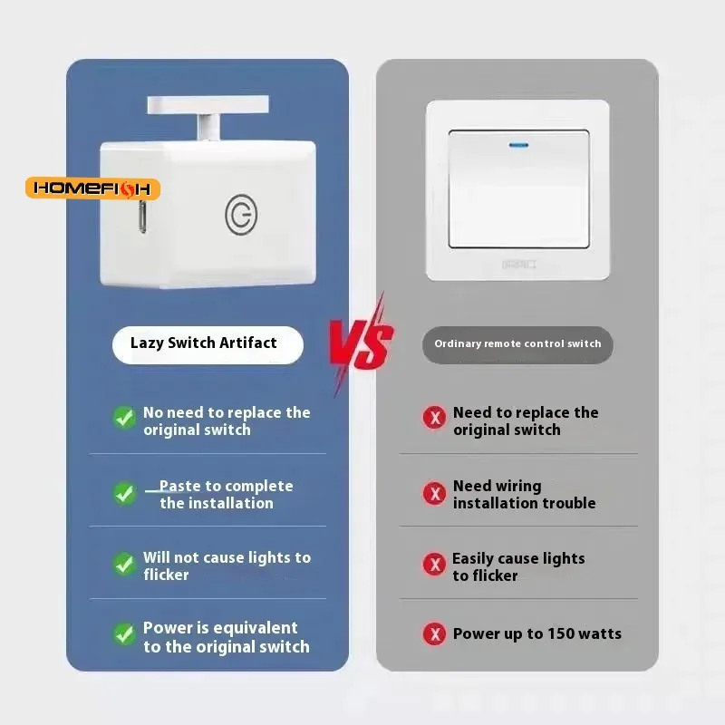 أداة إيقاف الضوء للتحكم اللاسلكي، زر أوتوماتيكي، مفتاح تحكم عن بعد كسول قابل لإعادة الشحن عبر USB