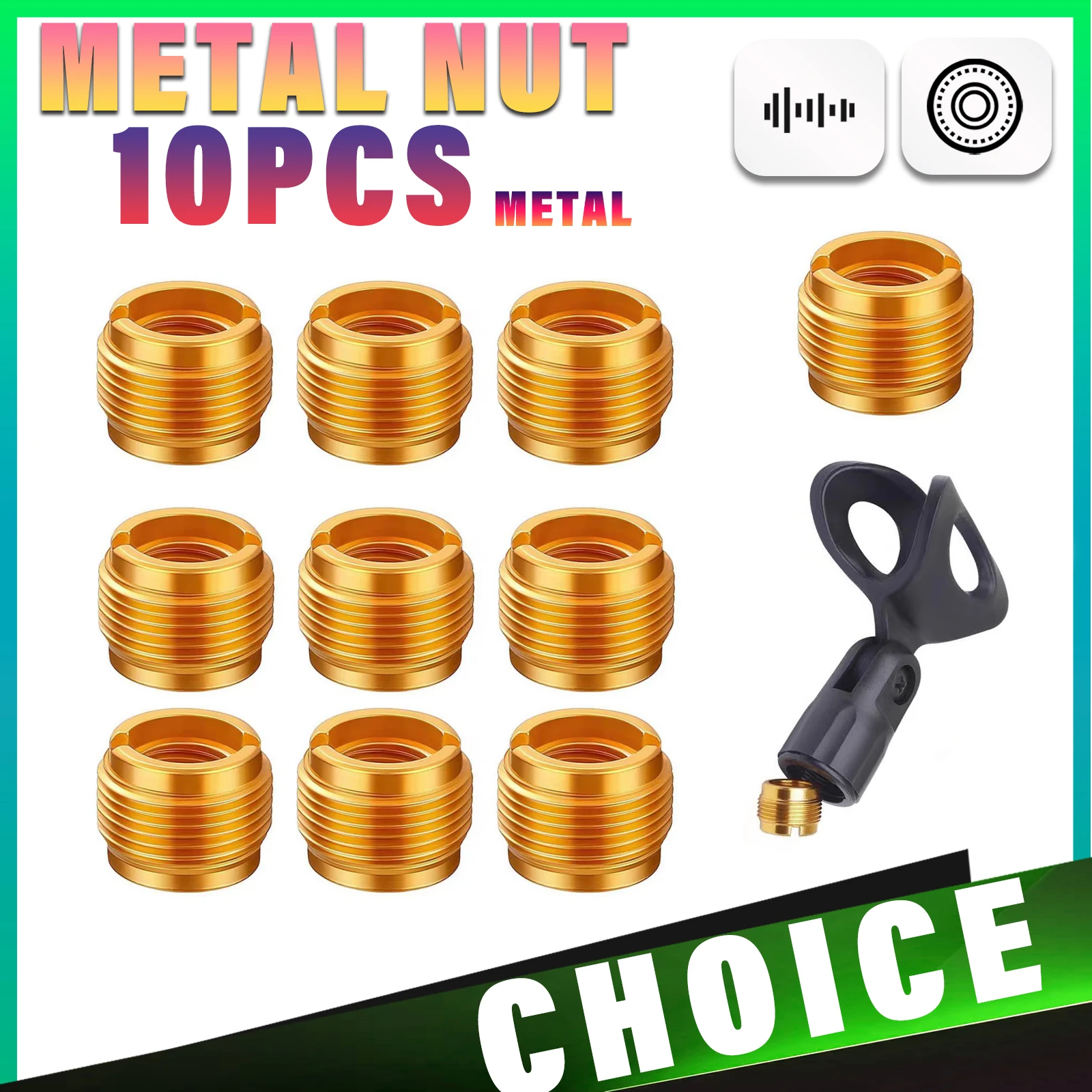 10pcs Universal Metal Microphone Bracket Stand with Nut - Ad
