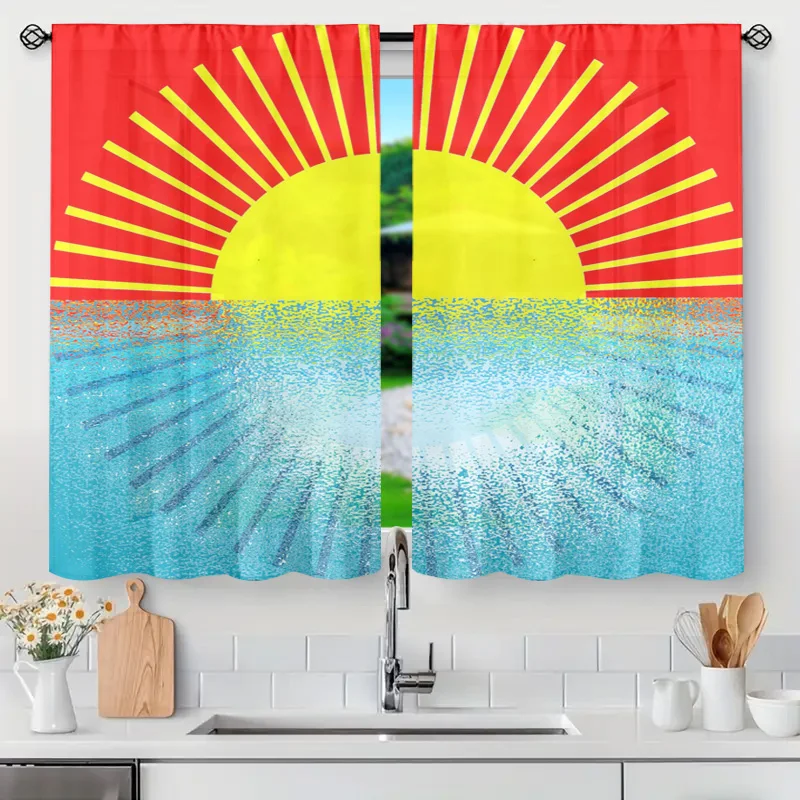 Decorative Coastal Beach Sunset Sunrise Curtains Window Panels Lightweight Rod Pocket Window Decor for Tropical Bedroom Living R