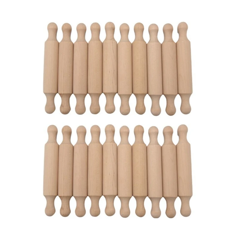 

20PCS Mini Rolling Pins For Crafts, Small Wooden Dough Roller For Children In The Kitchen Baking Wooden Tiered Tray