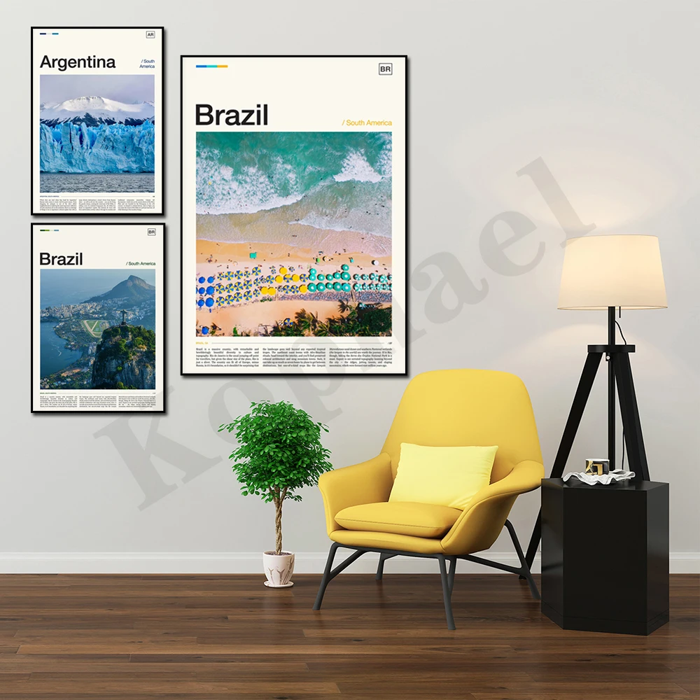 Argentina Rio Grande do Sul Santa Catarina Rio de Janeiro Brazil Santiago Peru. City Travel Scenery. Home Wall Decor Art Poster