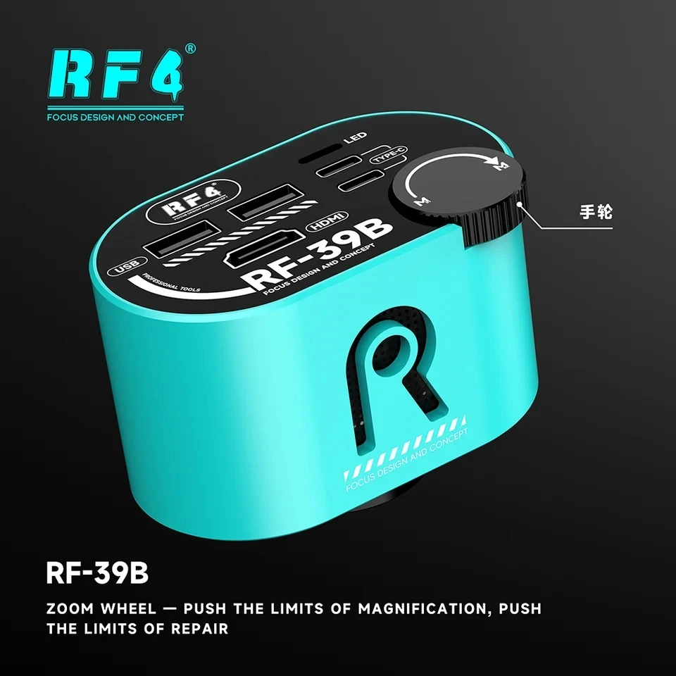 Rf4 RF-39B zoom sem perdas grande angular cmos 4k câmera microscópio com volante de zoom para reparo de precisão de chip pcb eletrônico