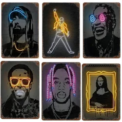 Colourful Neon Hip Hop Rapper Star Pub Music Bar Home Wall Art Posters Prints Abstract Graffiti Metal Signs Picture For