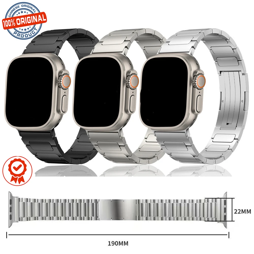 

Real Titanium Strap For Apple Watch Ultra 49mm Supper Light 60g Watchband For iWatch 8 7 6 5 4 SE, Titanium Color Wristband