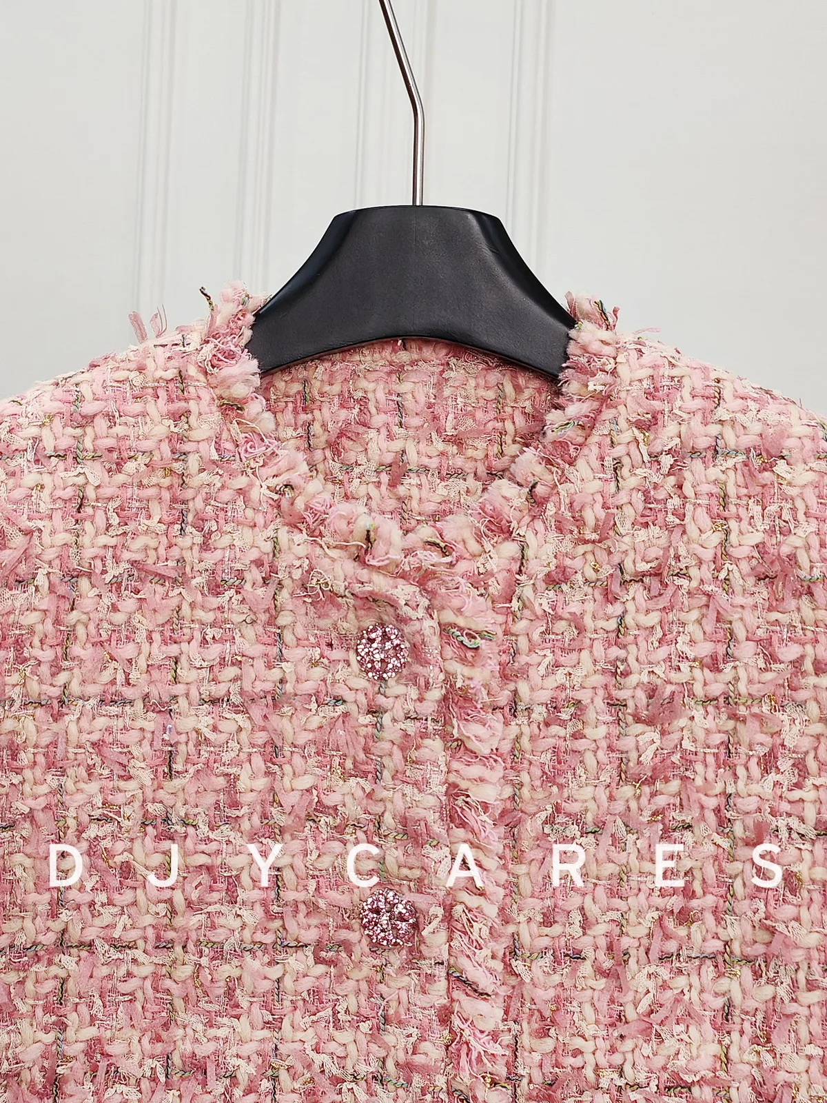 New Coarse tweed autumn and winter cotton pink butterfly gauze jacket big size