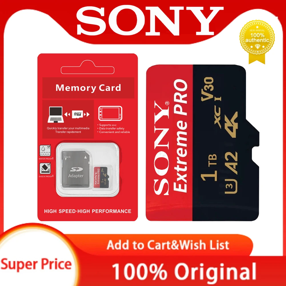 

S ONY A2 Micro TF SD Card SD 2TB Memory Card Extreme 1TB 512GB 128GB U3 V30 4K Full HD Flash Memory Cards For Phone Camera