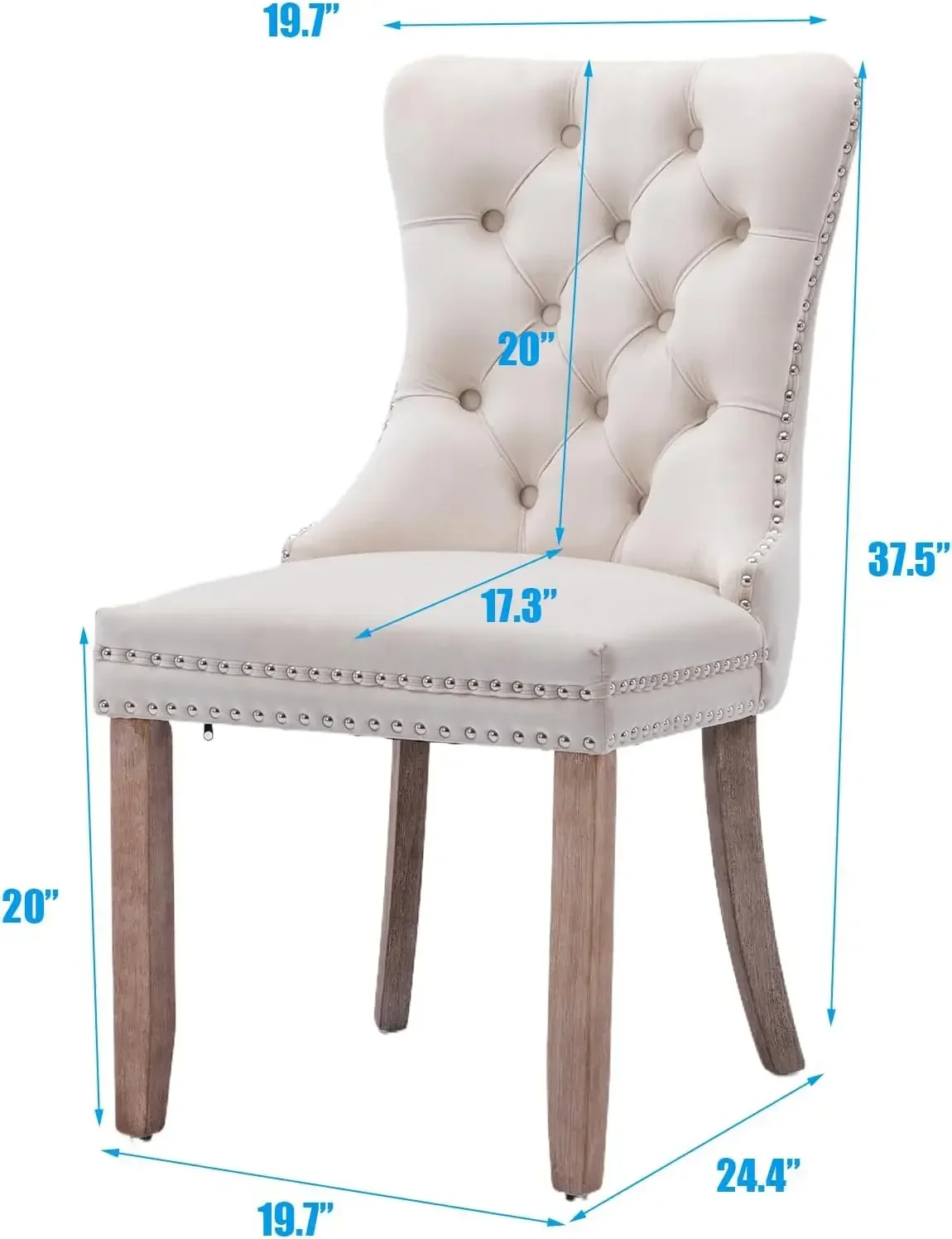 Velvet Dining Chairs Set of 6, Tall Back Side Chair, Modern Upholstered High-end Tufted Side Chair with Button Back Ring