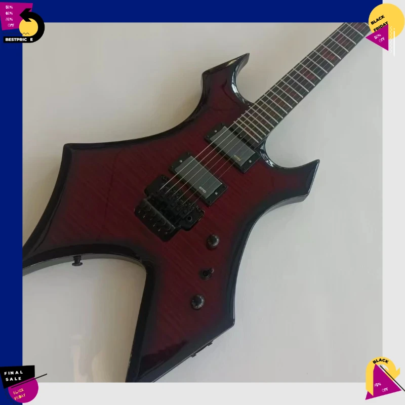Free Shipping Red Gradient BC Magic Blade Alien Electric Guitar Tiger Pattern Veneer EMG Pickup Extreme New Heavy Stage God