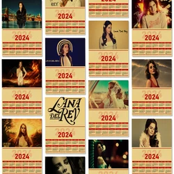 2024 Calendar Lana Del Rey Posters Retro Kraft Paper Music Album Poster Vintage Home Room Decor Aesthetic Art Wall Painting