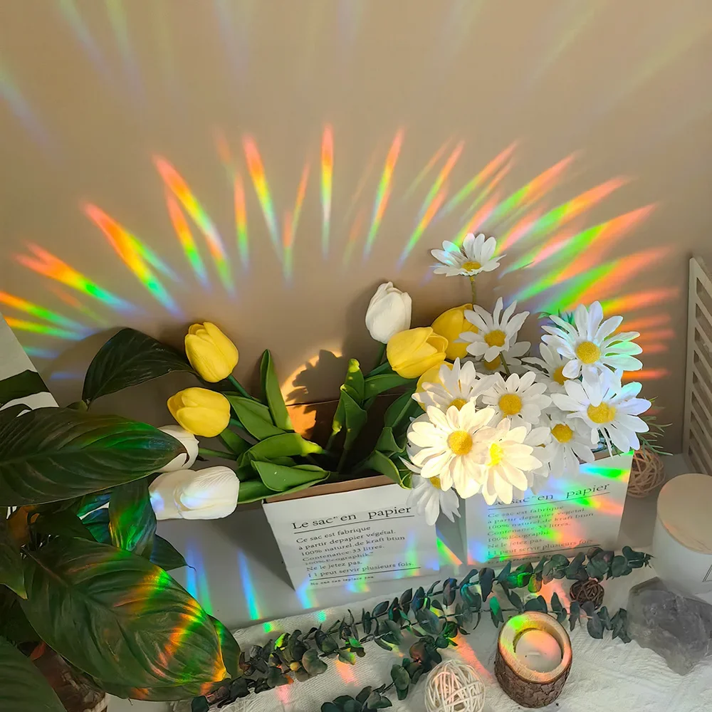 Rainbow Sun Catcher PVC Self Adhesive Glass Window Stickers Cat Leaf Suncatcher Wallpaper Rainbow Prisms Sticker Home Decor