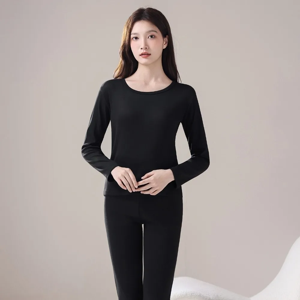 

Tops/Pants Women Warm Thermal Underwear Thickened Invisible Thermal Clothes Set Lingerie Round Neck Warmth Long Pants Female