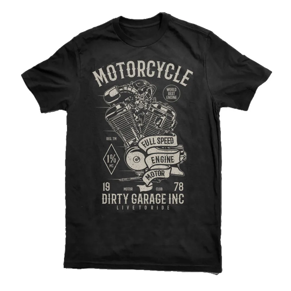 Retro Motorcycle Full Speed Engine Motor T-Shirt 100% Cotton O-Neck Short Sleeve Summer Casual Mens T-shirt Size S-3XL