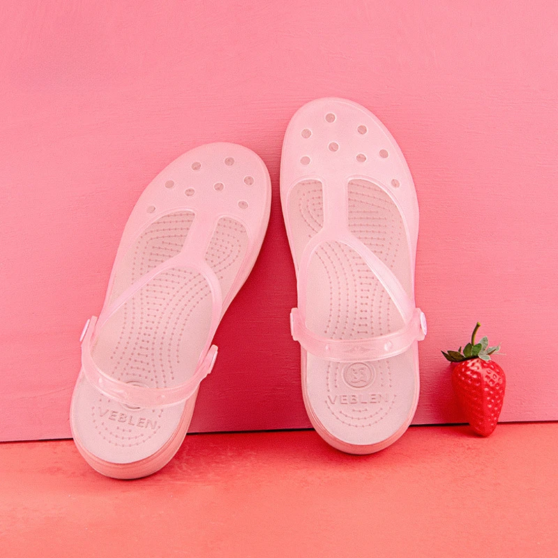 2024 New Women\'s Sandals Summer Transparent Baotou Hole Shoes Nurse Shoes Beach Shoes Jelly Sandals and Slippers Mules