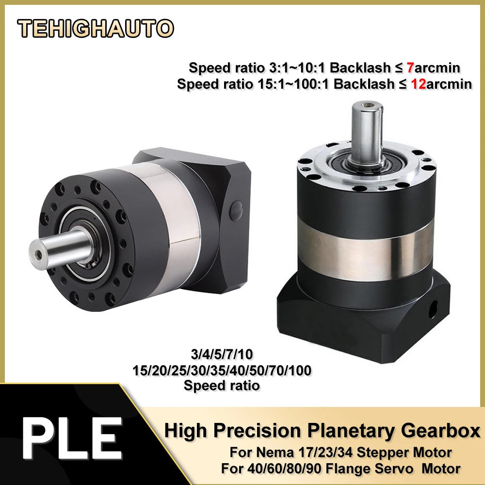 

High Precision Round Flange Planetary Gearbox 40/60/80/90mm Motor Reducer Ratio 5:1-100:1 Backlash≤7-12 Arcmin for 200W-1KW