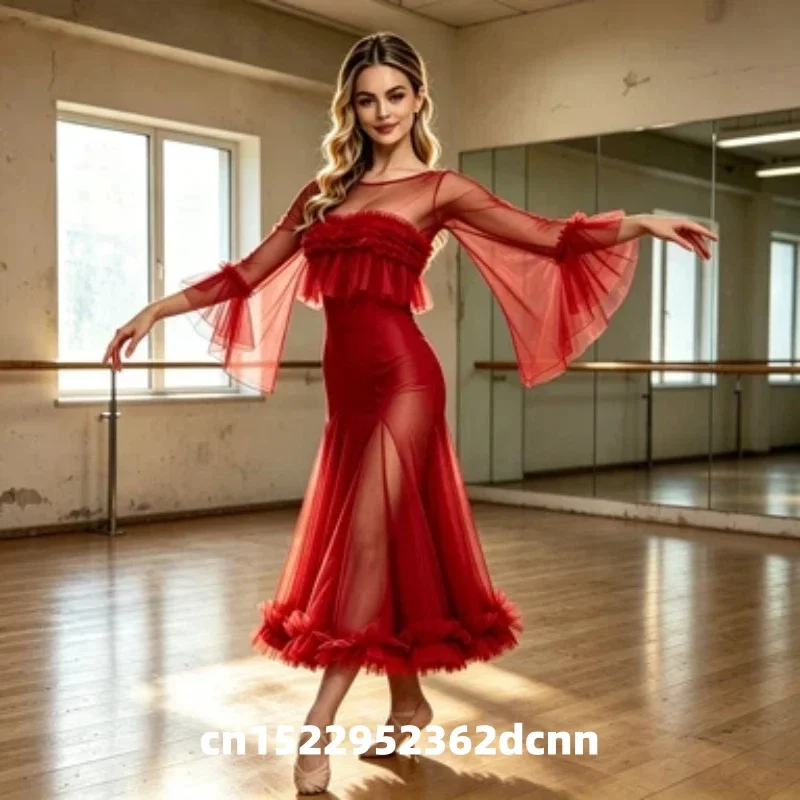 Modern Dance Dress New National Standard Waltz Social Dance Big Swing Dress Professional Competition Table Performance Clothing