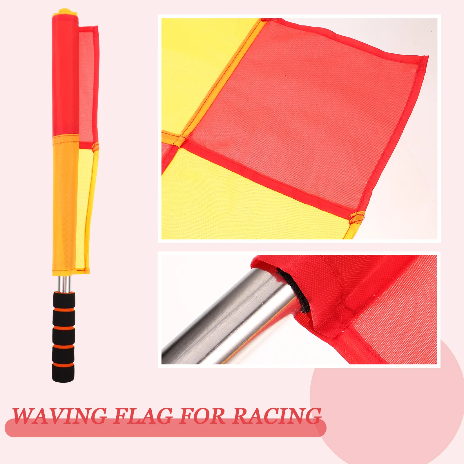 

2pcs Durable Stainless Steel Polyester Referee Signal Waving For Soccer Racing Sports Outdoor Handheld Racing