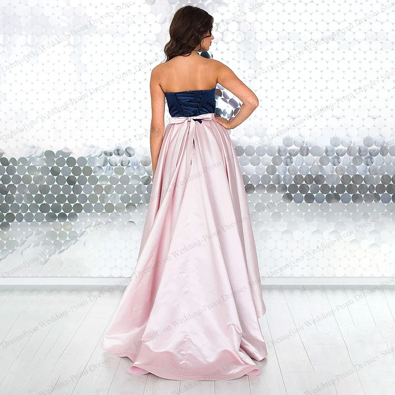 Elegant Appliques Long Evening Dresses for Women Backless Floor-Length High Low Prom Party Wedding Guest Special Events 2023 New