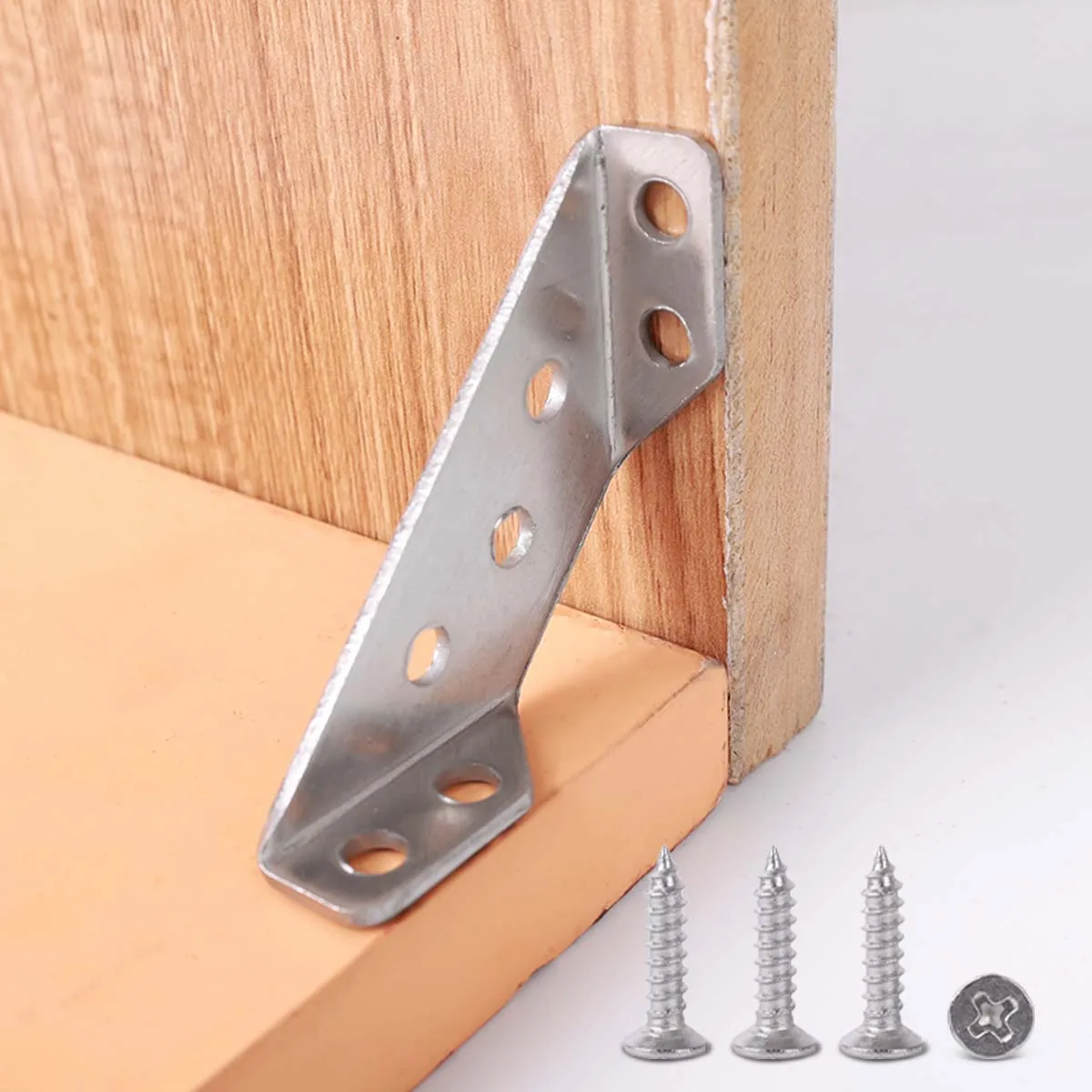 Stainless Steel Corner Brackets Furniture Corner Connectors With Screws Wood Cabinet Drawer Angle Shelf Corners Brace Fastener