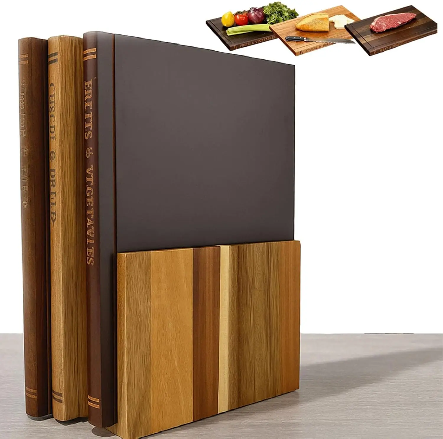hot saltSet of 3 Decorative Aesthetic Book Cutting Board Set Rectangular Acacia Wood Cutting Board for Engraving