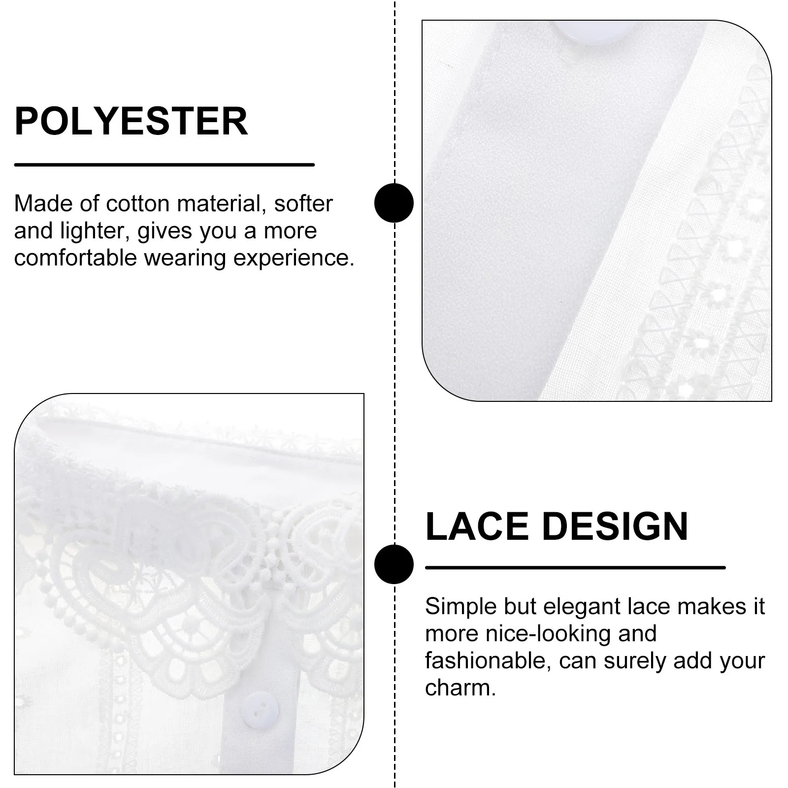 

Lace Fake Women Detachable Shirt Collar Elegant False Collar For Female Cotton Lightweight Soft Durable Clothing Accessory