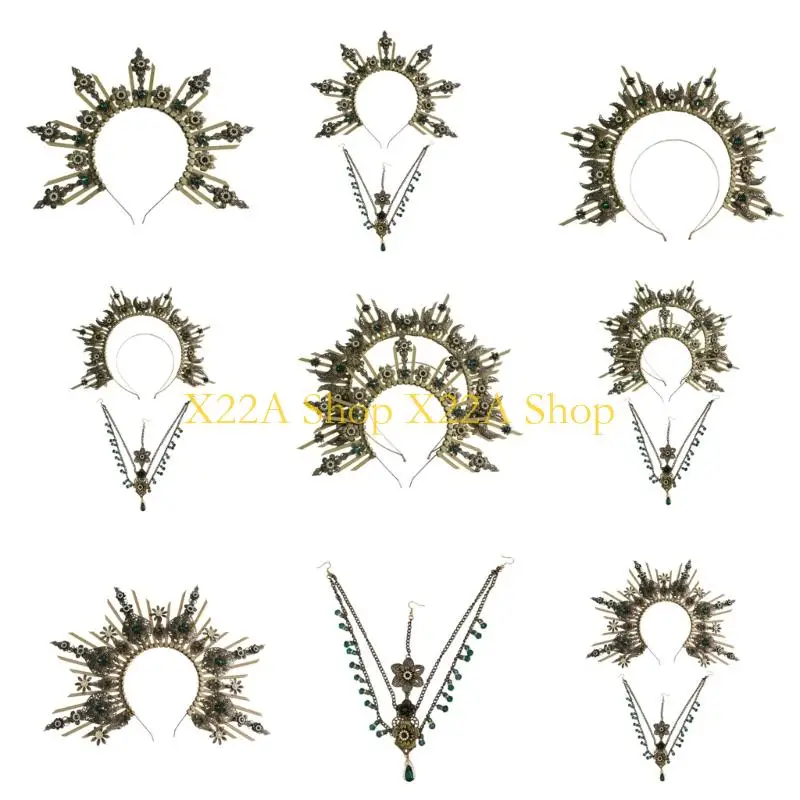 

Unique Antique Charm Metal Crowned Hairband DIY Crafting Handmade Hair Decorations For Bride Performances Cosplay