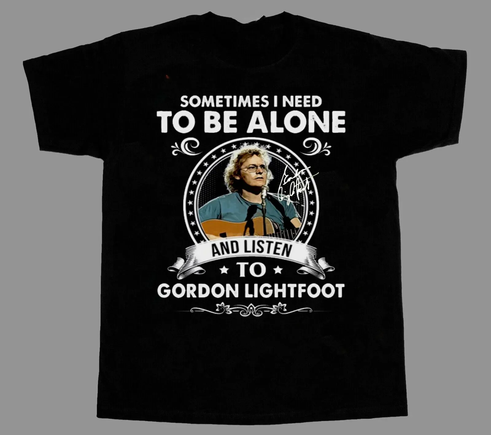 

Gordon Lightfoot Singer Cotton Short Sleeve Black S-2345XL Unisex T-Shirt TMB722