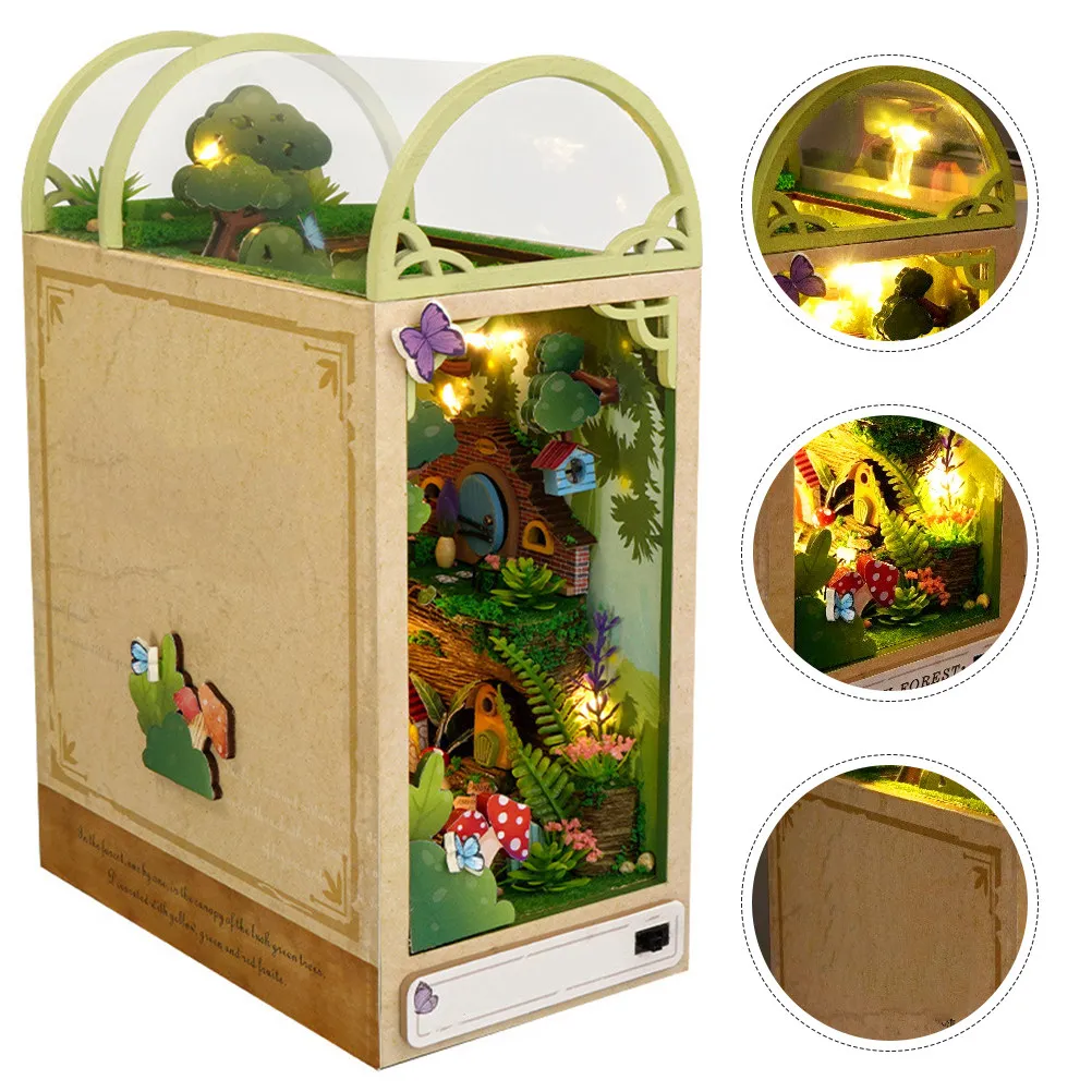 

1Set Wooden House DIY Assembly Small Cabin Decorative Display Miniature Handmade Wood Craft DIY Assembly House